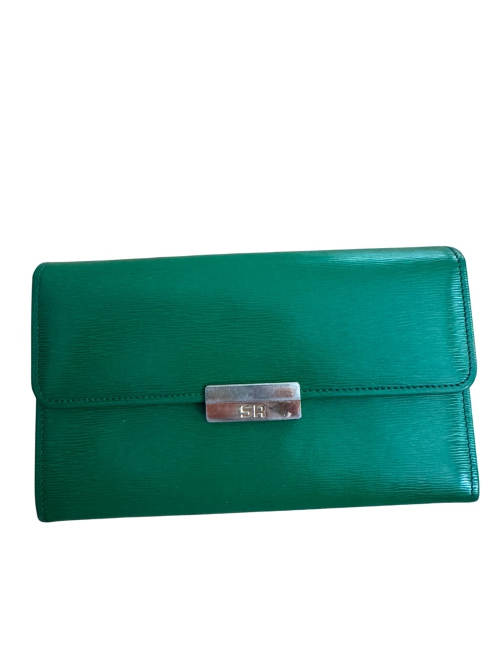 Sonia Rykiel Green Leather Multi Compartment Snap Wallet